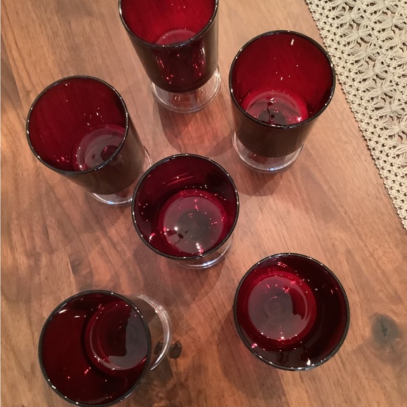 Vintage set of 6 Luminarc Ruby red glasses made in France - Picture 3 of 7